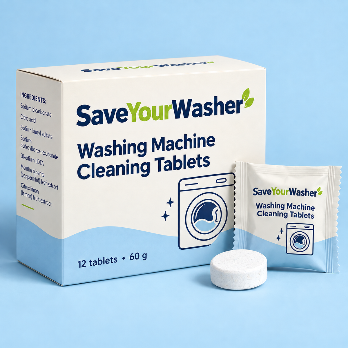 SaveYourWasher washing machine cleaning tablets — image 1